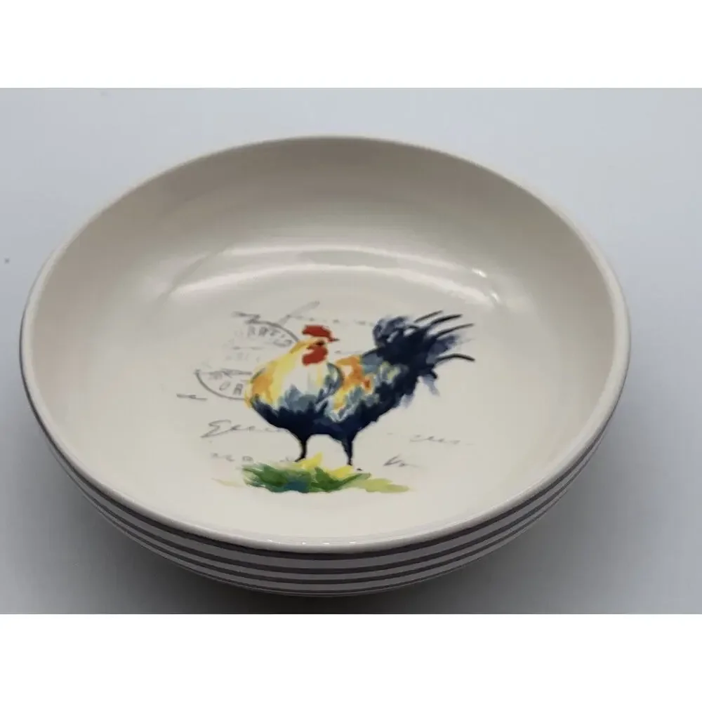 Pier 1 Country Rooster Ceramic‎ Lunch Serving Bowl 8